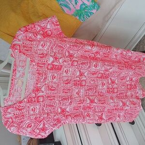 Lilly Pulitzer Mitner Red and White Short Sleeve Top